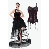 Dark in Love Serilda Velvet Lace Corset Top in Wine Red