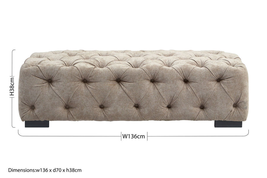 Natural Fabric Tufted Rectangular Footstool | Fenton