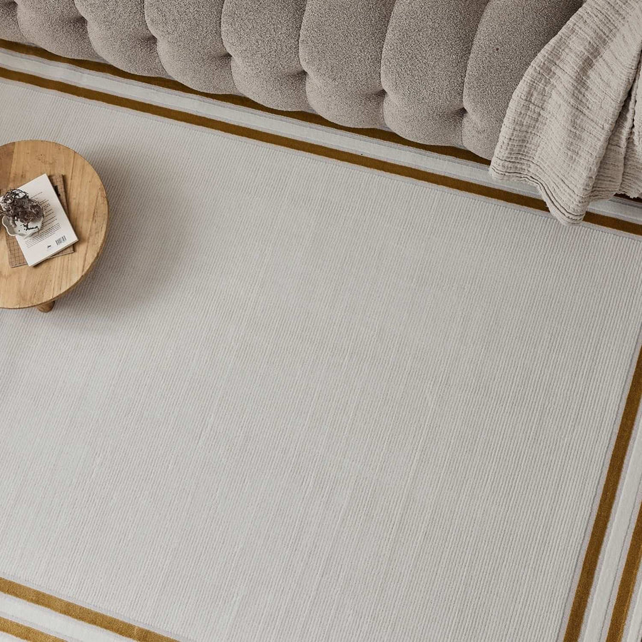 Carmel Cream-Gold Bordered Rug | 6060