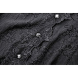 Dark in Love Luca Black Hollow Lace Gemstone Button Adjustable Waist Dress