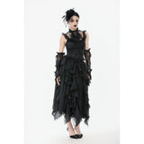 Dark in Love Seraphina Ruched Lace Goth Blouse in Black