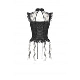 Dark in Love Seraphina Ruched Lace Goth Blouse in Black
