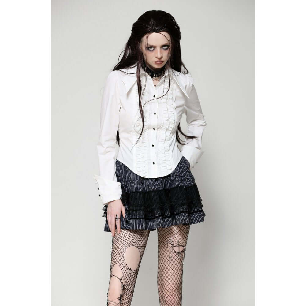 Dark in Love Queeny White Gothic Demon Shirt