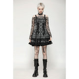 Dark in Love Ida Punk Grey Tartan Metal Studded Dress