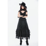 Dark in Love Vintage Gothic Lace Layered Maxi Skirt
