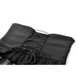 Dark in Love Draven Layered Mesh & Faux Leather Waist Cincher Skirt