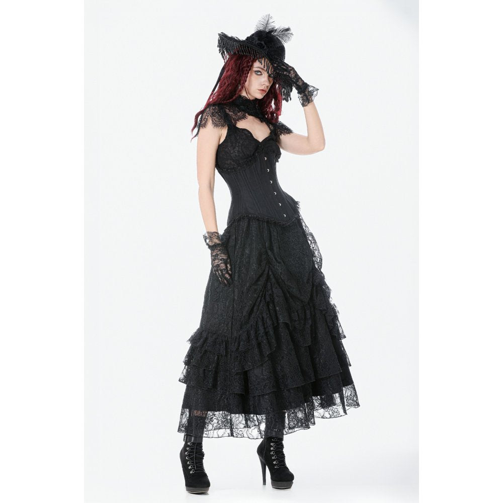 Dark in Love Vintage Gothic Lace Layered Maxi Skirt