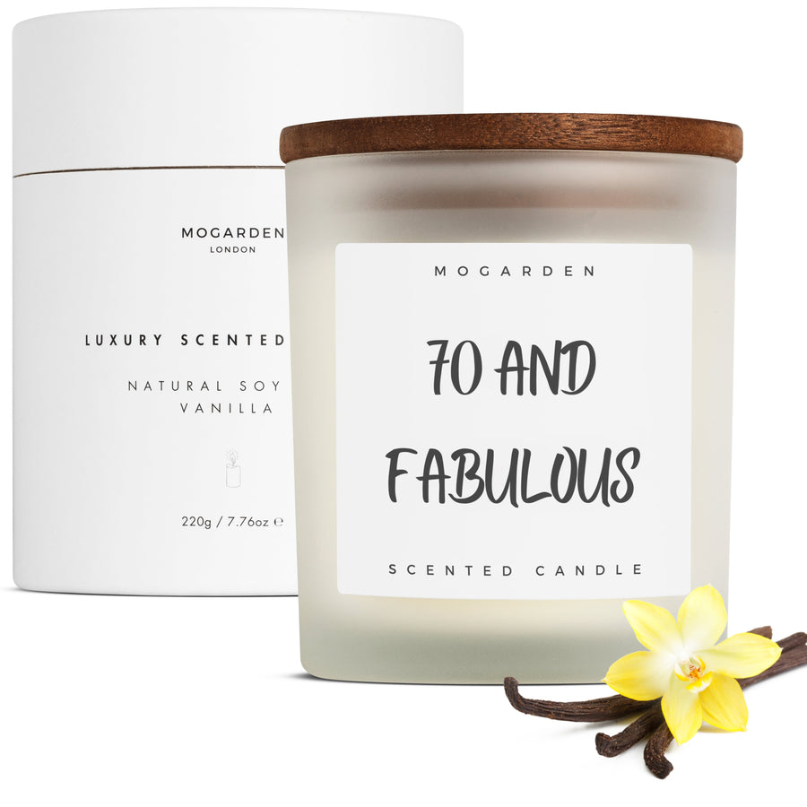 70th Birthday Candle - Luxury Vanilla Soy 220g | 70th Birthday Gift
