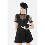 Dark In Love Victoria Black Lace Bow Mini Handbag