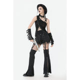 Dark in Love Lace-Up Layered Goth Convertible Flare Trousers or Shorts