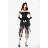 Dark in Love Morgana Gothic Off-Shoulder Lace Hem Dress