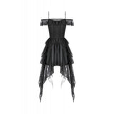 Dark in Love Morgana Gothic Off-Shoulder Lace Hem Dress