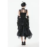 Dark in Love Seraphina Ruched Lace Goth Blouse in Black