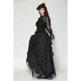 Dark in Love Aoife Black Hollow Lace Elastic Pleated Waist Eyelash Lace Cuff Top