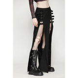 Dark in Love Phoenix Black Slit Metal Long Skirt