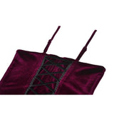 Dark in Love Serilda Velvet Lace Corset Top in Wine Red