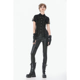 Dark in Love Punk Leather-Look Strap Detail Trousers