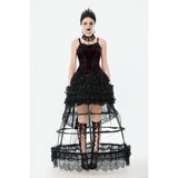 Dark in Love Serilda Velvet Lace Corset Top in Wine Red