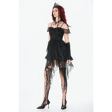 Dark in Love Morgana Gothic Off-Shoulder Lace Hem Dress