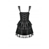 Dark in Love Nocturne Ruffled Velvet Lace Goth Dress in Black