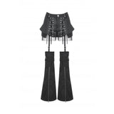 Dark in Love Lace-Up Layered Goth Convertible Flare Trousers or Shorts