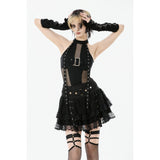 Dark in Love Bondage Mesh Panel Buckle Top