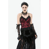 Dark in Love Althea Lace-Trimmed Velvet Goth Camisole in Burgundy