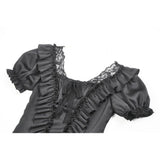 Dark in Love Seraphina Ruched Puff Sleeve Corset Top in Black