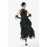 Dark in Love Seraphina Ruched Lace Goth Blouse in Black
