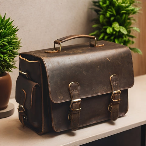 Vintage Crazy Horse Top-Grain Cowhide Bag, Fashionable & Durable Men's Leather Bag