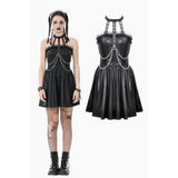 Dark in Love Valentina Red Velvet Mesh Panel Goth Dress
