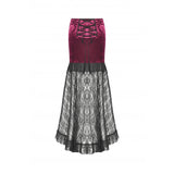 Dark in Love Crimson Queen Lace High-Low Goth Skirt in Burgundy & Black