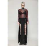 Dark in Love Phoenix Black Slit Metal Long Skirt