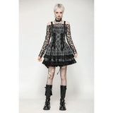 Dark in Love Ida Punk Grey Tartan Metal Studded Dress