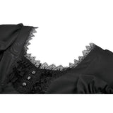 Dark in Love Gothic Lace Square-Neck Puff Sleeve Dress