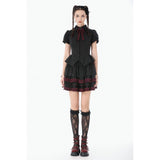 Dark in Love Black Crimson Gothic Tiered Skirt