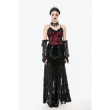 Dark in Love Althea Lace-Trimmed Velvet Goth Camisole in Burgundy