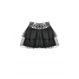 Dark in Love Bonded Tulle Layered Goth Mini Skirt in Black