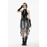 Dark in Love Bondage Mesh Panel Buckle Top
