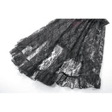 Dark in Love Crimson Queen Lace High-Low Goth Skirt in Burgundy & Black