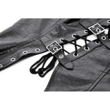 Dark in Love Punk Distressed Leather Lace-Up Top