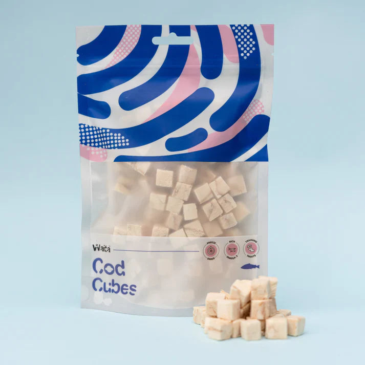Waita Pets Freeze-Dried Cod Cubes (40g) – Low-Fat, High-Protein Treat for Dogs & Cats