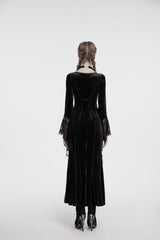 Punk Rave Isolde Velvet Lace Sleeve Dress In Black