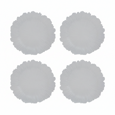 Set of Four 33cm Dia White Reef Charger Plates