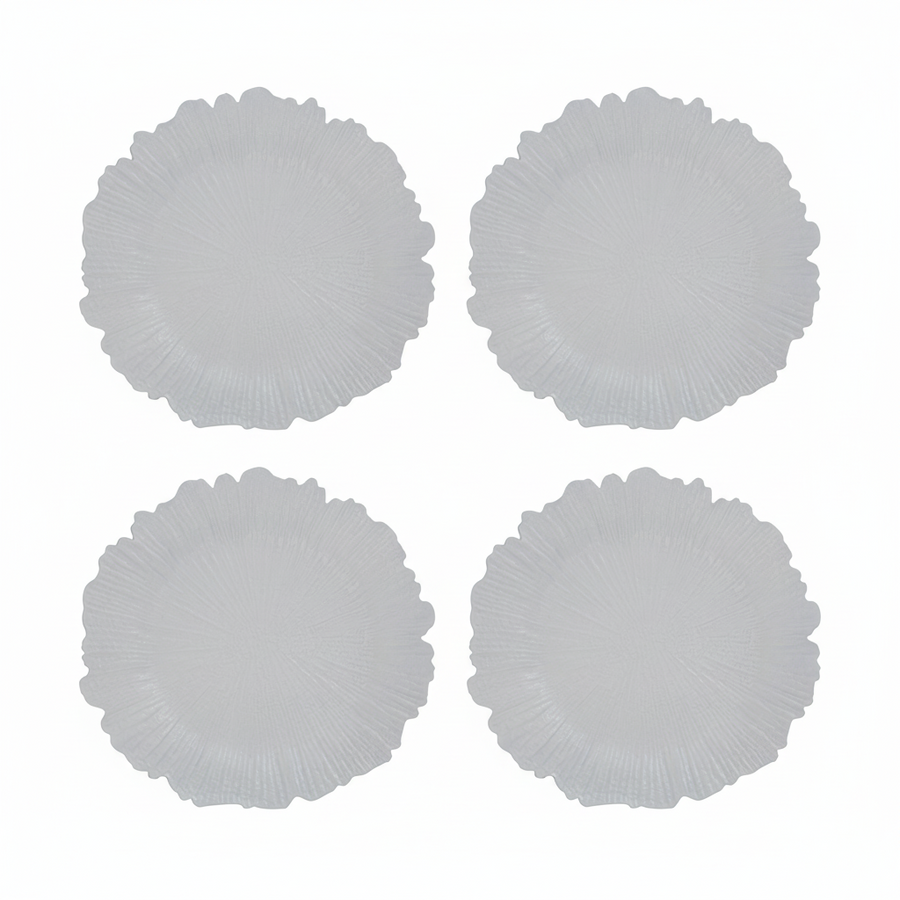 Set of Four 33cm Dia White Reef Charger Plates