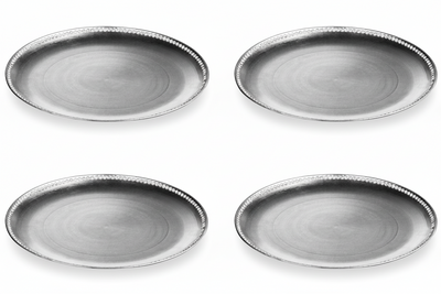 Set of Four 33cm Dia Radiance Silver Decorative Chargers