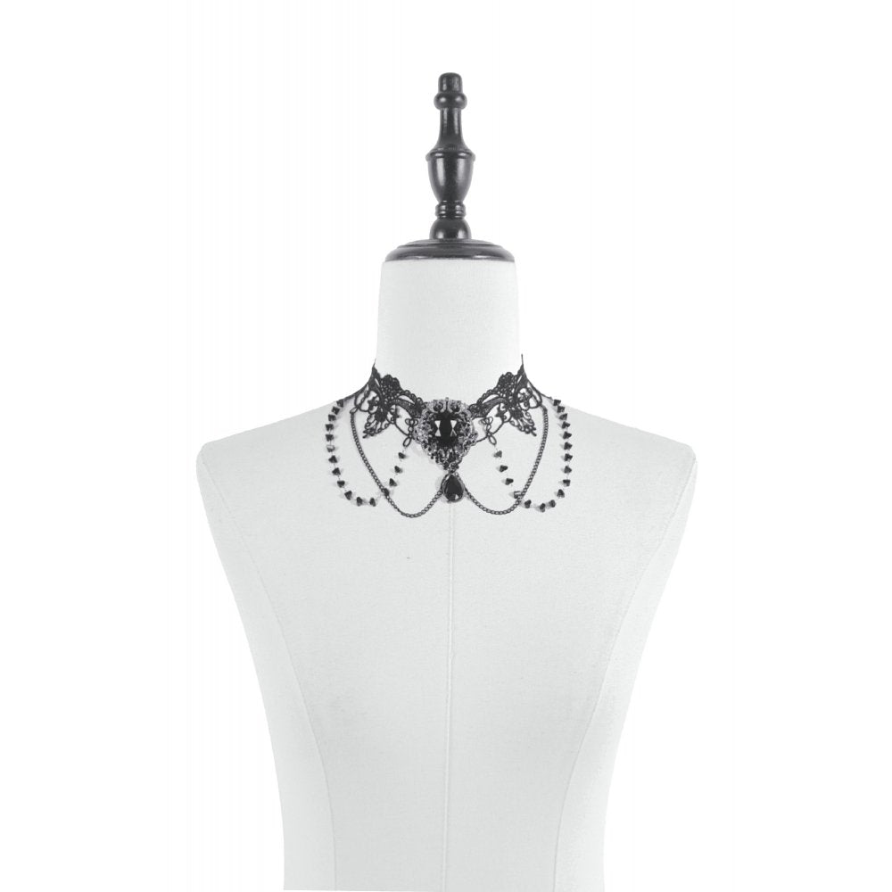 Dark In Love Adelina Vintage Lace Layered Choker