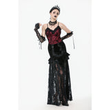 Dark in Love Althea Lace-Trimmed Velvet Goth Camisole in Burgundy
