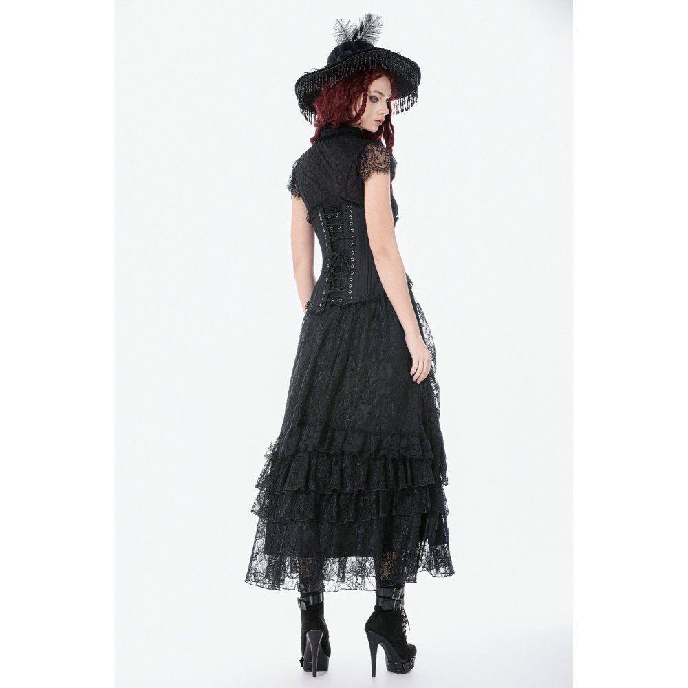 Dark in Love Vintage Gothic Lace Layered Maxi Skirt