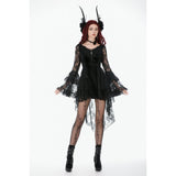 Dark in Love Classic Gothic Velvet & Lace Embroidered Dress